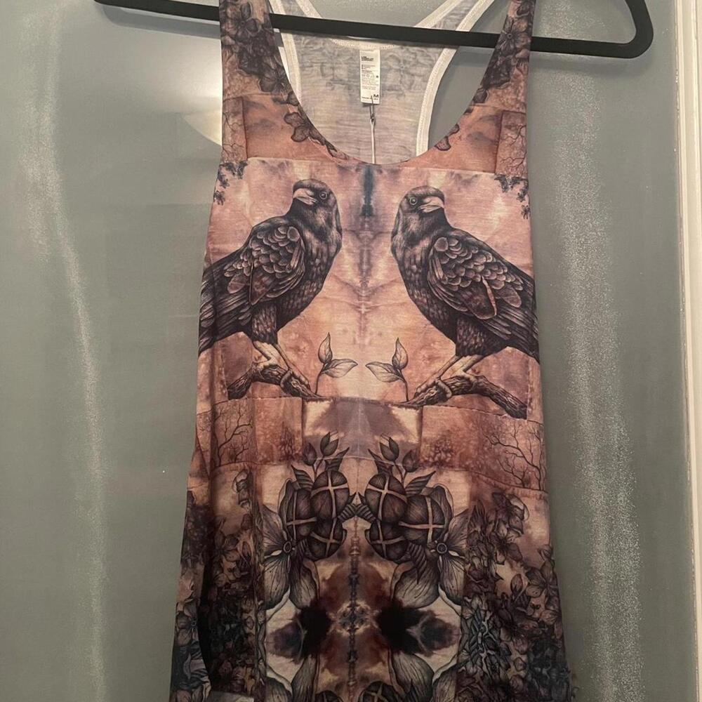 Gothic Black Raven Edgar Allen Poe Printed Nevermore Top.